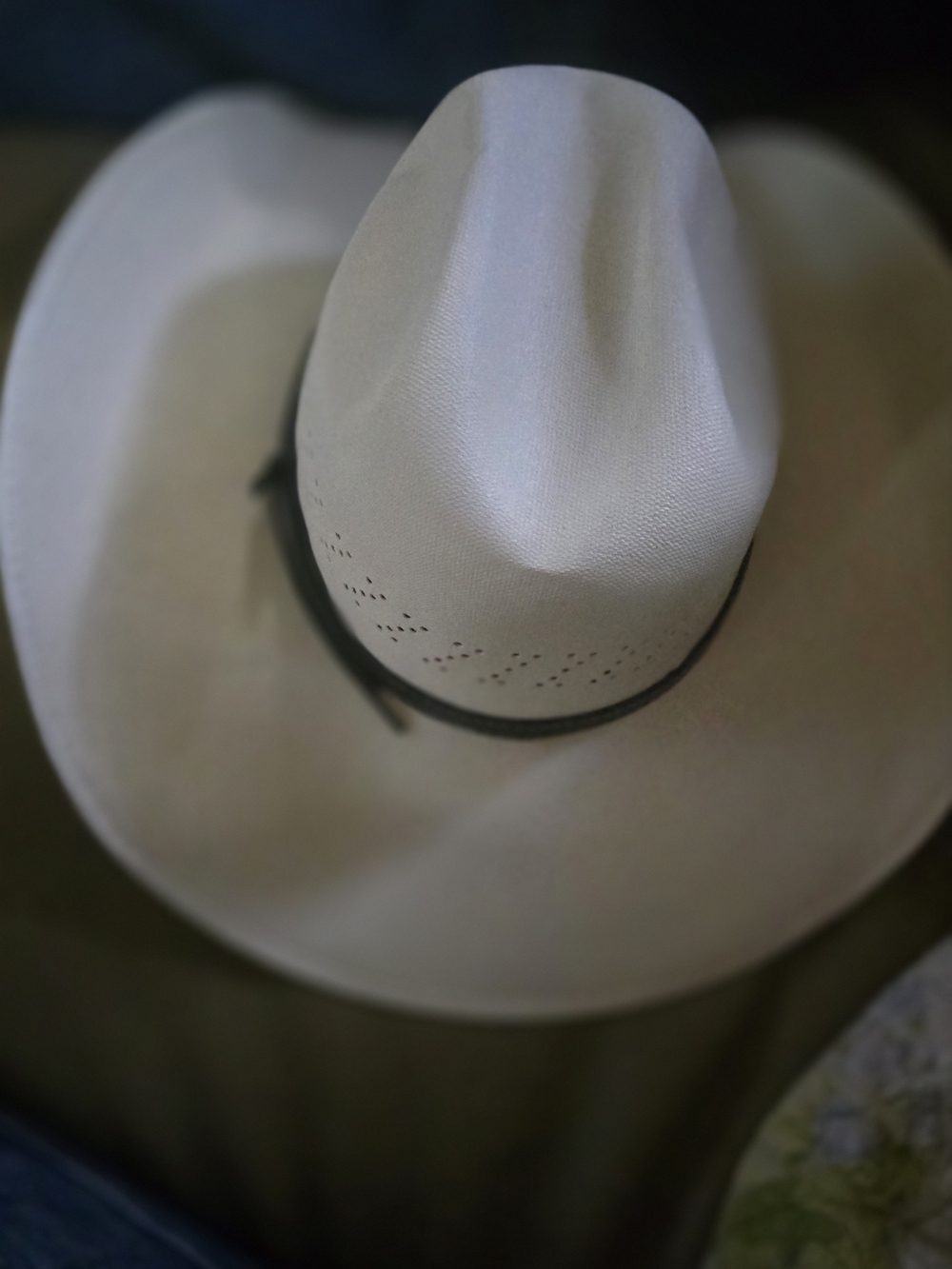Men's Western Straw Cowboy Hat with Dark Band - Cream